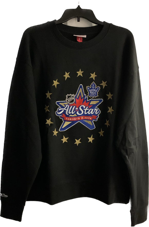 Men's 2024 NHL All Star Mitchell & Ness Black & Gold Paramount Crew Neck Sweatshirt - Toronto Maple Leafs