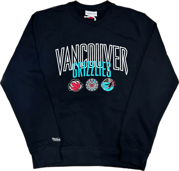 Men's Vancouver Grizzlies Mitchell & Ness Stamp City Crew Neck Black Sweater