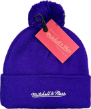 Men's Mitchell & Ness Purple Toronto Raptors Tokens Logo History Cuffed Knit Hat with Pom