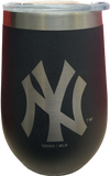 New York Yankees MLB Baseball Namaka Golfing Buddies 12oz. Wine Tumbler With Lid - Black