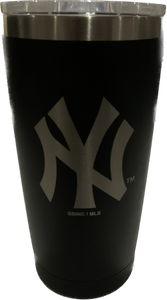 New York Yankees MLB Baseball Namaka Golfing Buddies 20oz. Black Coffee Tumbler With Lid - Black