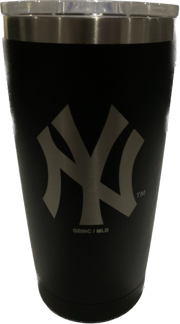 New York Yankees MLB Baseball Namaka Golfing Buddies 20oz. Black Coffee Tumbler With Lid - Black