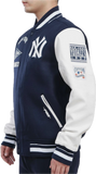 Men's Navy/White New York Yankees Pro Standard Crest Wool Varsity Jacket