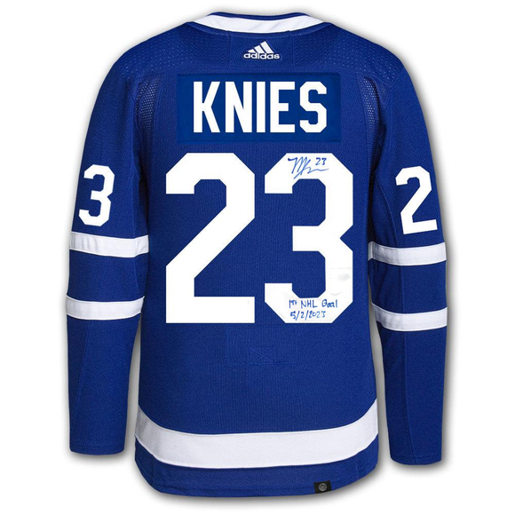 Matthew Knies Signed Toronto Maple Leafs Adidas NHL Hockey Jersey - With 1st Goal & Milk Patch