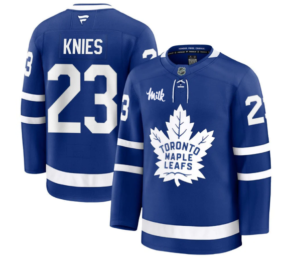 Men's Toronto Maple Leafs Matthew Knies Fanatics Blue Home Premium Jersey - With Milk Patch