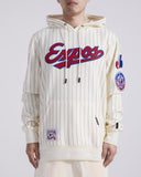 Men's Pro Standard Montreal Expos MLB Pinstripe Fleece Pullover Hoodie - Eggshell