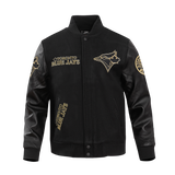 Men's Pro Standard MLB Toronto Blue Jays Black & Gold Big Logo Varsity Jacket