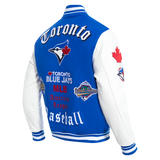 Men's Pro Standard MLB Toronto Blue Jays Royal Blue & White Old English Varsity Jacket