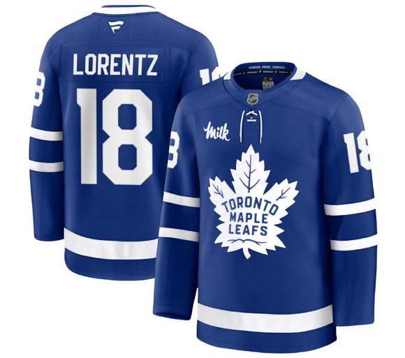 Men's Toronto Maple Leafs Steven Lorentz Fanatics Blue Home Premium Jersey - With MILK Patch