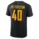 Men's Vancouver Canucks Elias Pettersson Fanatics Branded Black Authentic Stack Name & Number T-Shirt
