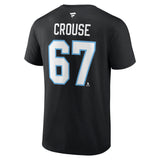 Men's Utah Hockey Club Lawson Crouse Fanatics Black Authentic Stack Name & Number T-Shirt