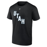 Men's Utah Hockey Club Nick Schmaltz Fanatics Black Authentic Stack Name & Number T-Shirt