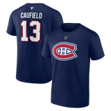 Men's Montreal Canadiens Cole Caufield Fanatics Branded Navy Authentic Stack – Name & Number T-Shirt