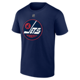 Men's Winnipeg Jets Jonathan Toews Fanatics Branded Navy Retro Logo Authentic Stack – Name & Number T-Shirt