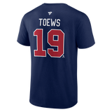 Men's Winnipeg Jets Jonathan Toews Fanatics Branded Navy Retro Logo Authentic Stack – Name & Number T-Shirt