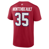 Men's Montreal Canadiens Sam Montembeault Fanatics Branded Red Authentic Stack – Name & Number T-Shirt