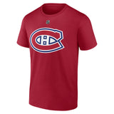 Men's Montreal Canadiens Lane Hutson Fanatics Branded Red Authentic Stack – Name & Number T-Shirt