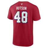 Men's Montreal Canadiens Lane Hutson Fanatics Branded Red Authentic Stack – Name & Number T-Shirt