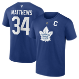 Men's Toronto Maple Leafs Auston Matthews Fanatics Branded Blue Logo Authentic Stack Name & Number With C - T-Shirt