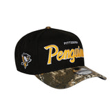 Men's Pittsburgh Penguins Script NHL New Era 9Forty A-Frame Snapback Hat - Black/RealTree