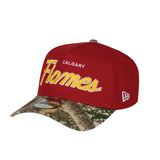 Men's Calgary Flames Script NHL New Era 9Forty A-Frame Snapback Hat - Red/RealTree