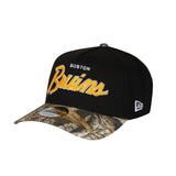 Men's Boston Bruins Script NHL New Era 9Forty A-Frame Snapback Hat - Black/RealTree