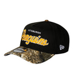 Men's Pittsburgh Penguins Script NHL New Era 9Forty A-Frame Snapback Hat - Black/RealTree