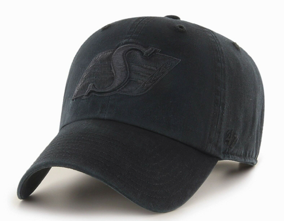 Men's Saskatchewan Roughriders Black on Black Clean up Adjustable Hat Cap One Size Fits Most