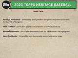 2023 Topps Heritage Baseball Hobby Box 24 Packs per Box, 9 Cards per Pack