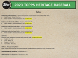 2023 Topps Heritage Baseball Hobby Box 24 Packs per Box, 9 Cards per Pack