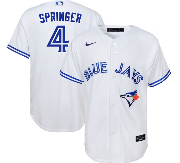 Toronto Blue Jays George Springer Nike Youth White Home Replica Player –  Bleacher Bum Collectibles