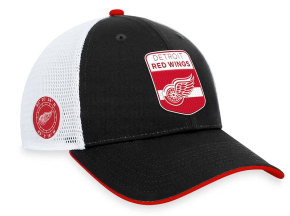 Men's Detroit Red Wings Fanatics Branded Black 2023 NHL Draft On Stage Trucker Adjustable Hat