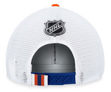 Men's Edmonton Oilers Fanatics Branded Blue 2023 NHL Draft On Stage Trucker Adjustable Hat