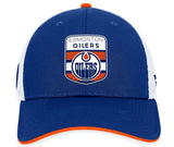 Youth Edmonton Oilers Fanatics Branded Blue 2023 NHL Draft On Stage Trucker Adjustable Hat