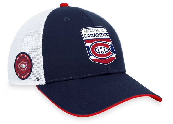 Men's Montreal Canadiens Fanatics Branded Navy 2023 NHL Draft On Stage Trucker Adjustable Hat