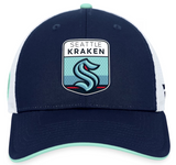 Men's Seattle Kraken Fanatics Branded Deep Sea Blue 2023 NHL Draft On Stage Trucker Snapback Hat