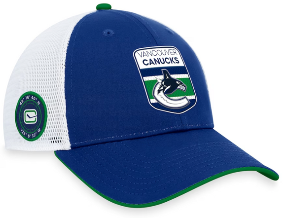 Men's Vancouver Canucks Fanatics Branded Navy 2023 NHL Draft On Stage Trucker Adjustable Hat