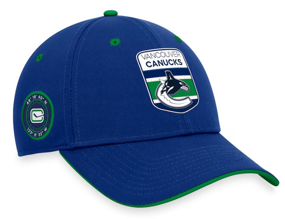 Men's Vancouver Canucks Fanatics Branded Blue 2023 NHL Draft Authentic Pro Flex Hat