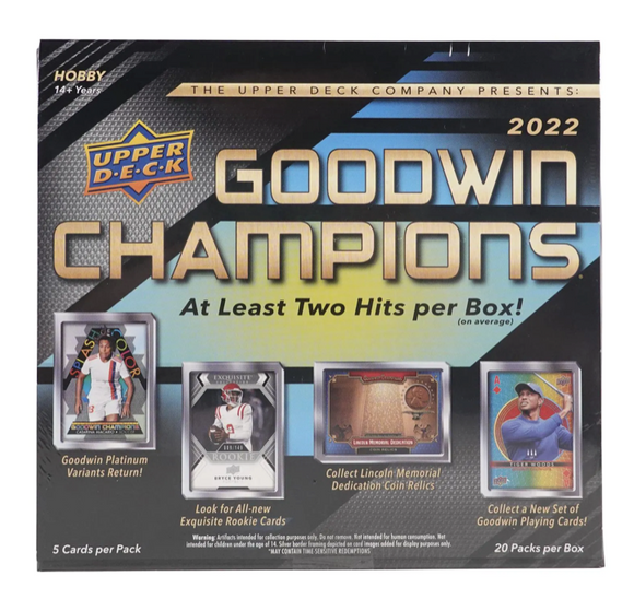 2022 Upper Deck Goodwin Champions Hobby Box 20 Packs per Box, 5 Cards per Pack