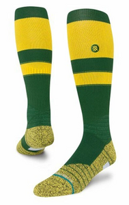 Men's MLB Baseball 2023 OTC Stripe Green & Yellow FreshTek Socks - Size Large