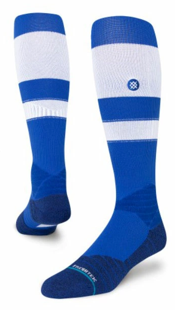 Men's MLB Baseball 2023 OTC Stripe White & Blue FreshTek Socks - Size Large