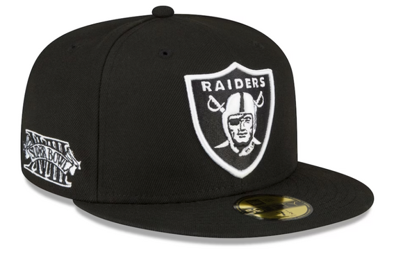 Las Vegas Raiders New Era Super Bowl XVIII Side Patch 59FIFTY Fitted Hat - Black