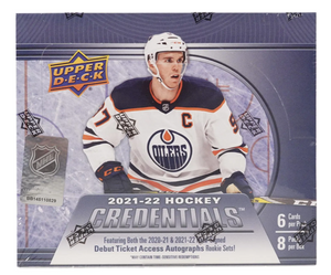 2021/22 Upper Deck Credentials Hockey Hobby Box 8 Packs Per Box, 6 Cards Per Pack