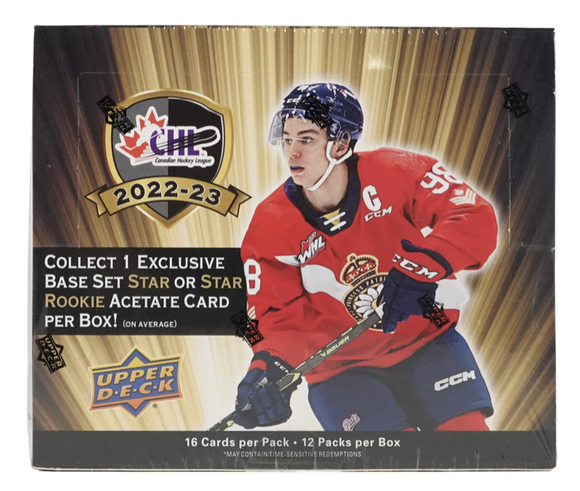 2022/23 Upper Deck CHL Hockey Hobby Box 12 Packs per Box, 16 Cards per Pack