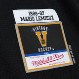 Men's Pittsburgh Penguins Mario Lemieux Mitchell & Ness Black 1996-97 Captain Patch Blue Line Player Jersey