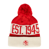 Calgary Stampeders 2023 New Era Turf Traditions Cuffed Pom Knit Hat - Red