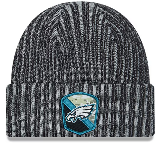 Philadelphia Eagles New Era 2023 Salute To Service Cuffed Knit Hat - Black