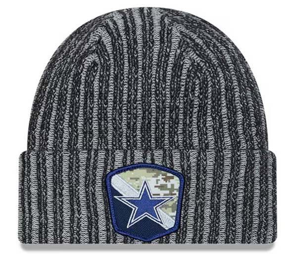 Dallas Cowboys New Era 2023 Salute To Service Cuffed Knit Hat - Black