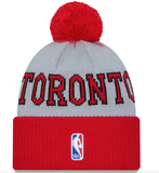 Men's New Era Red/Gray Toronto Raptors Tip-Off Two-Tone Cuffed Knit Hat with Pom