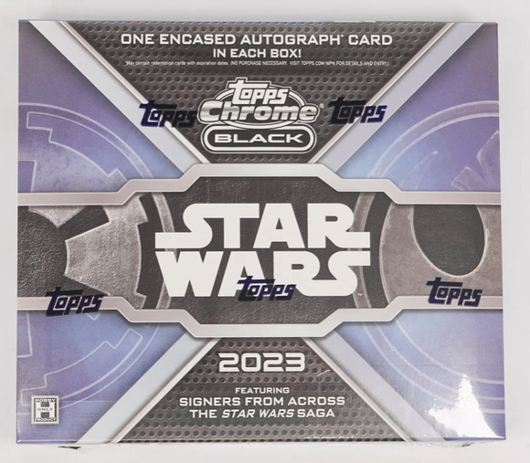 2023 Topps Star Wars Chrome Black Hobby Box 1 Encased Autograph + 1 Pack per Box